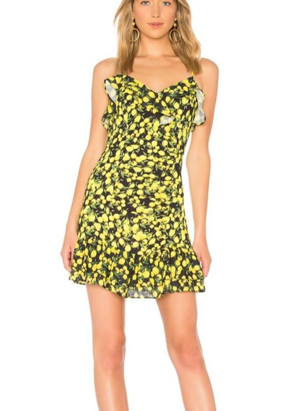 Parker Yellow and Black Lemon-Print Mini Dress